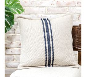 20" Navy Center Stripe Pillow