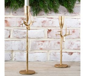 Gold Deer Head Pillar Candle Stand