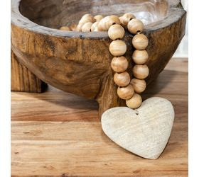 24" Wood Beads With Heart
