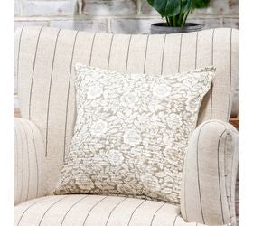 16 X 16" Beige Floral & Leaf Pillow
