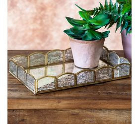 10" X 6" Brass & Glass Rect Tray