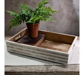 18' X 12" Beige Stripe Resin Tray