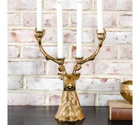 13.5"h Gold Deer Candelabra