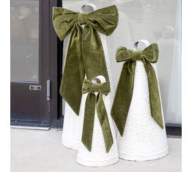 White Bells With Green Velvet Bow
