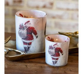 Glass Santa Candle Holder