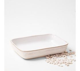 9" White Stripe Rect. Dish