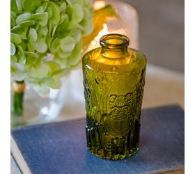 5" Vintage Olive Green Glass Bud Vase
