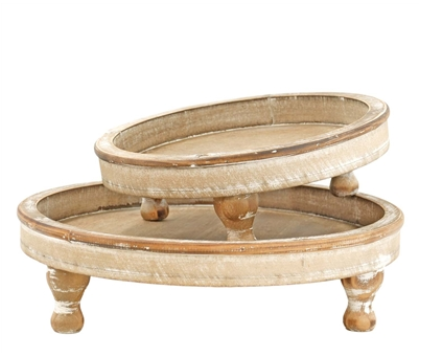 Distressed Wood Trays W/feet