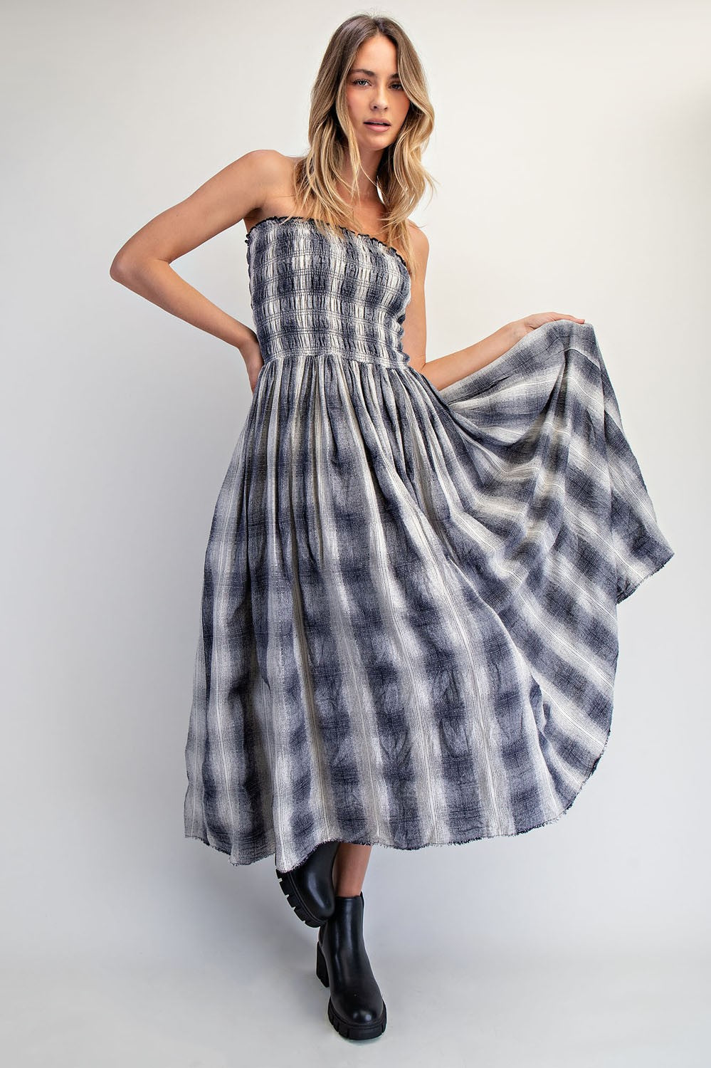 Plaid Convertible Midi Dress