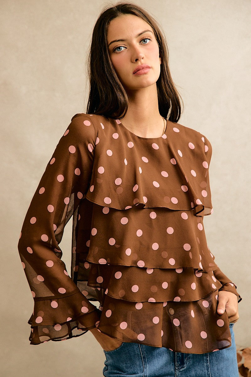 Polka Dot Ruffle Blouse