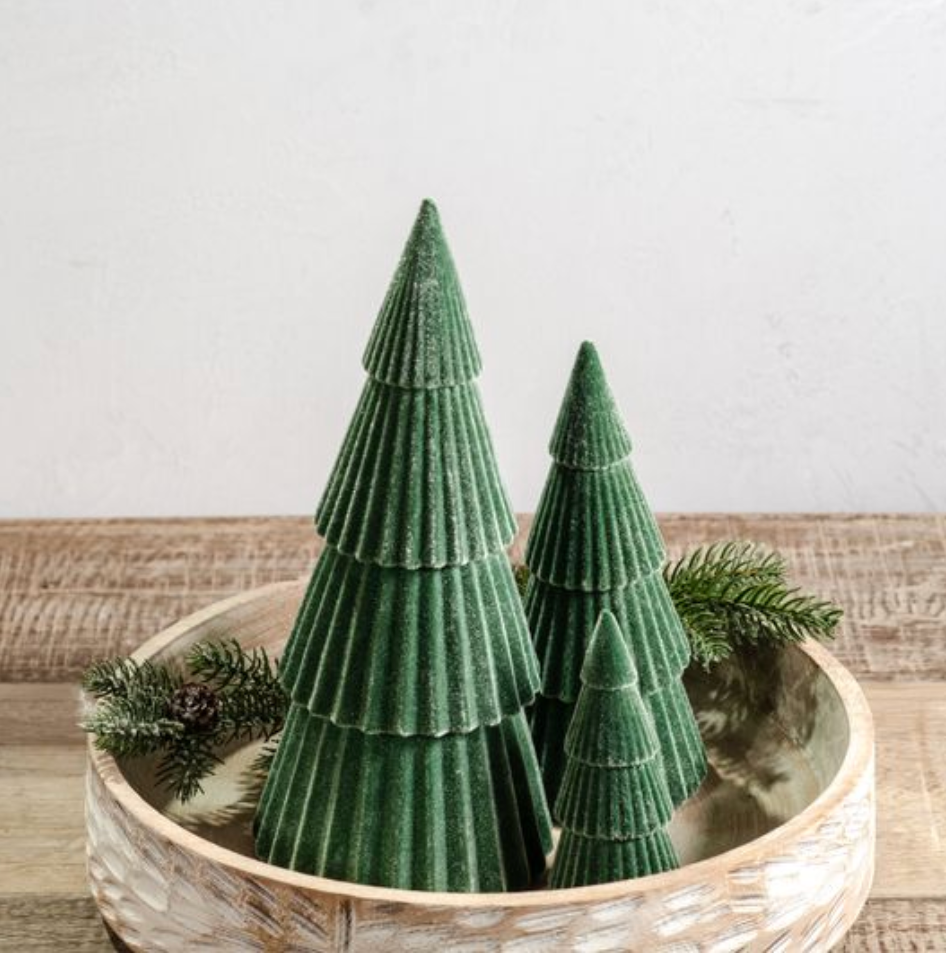 Green Velvet Flocked Trees