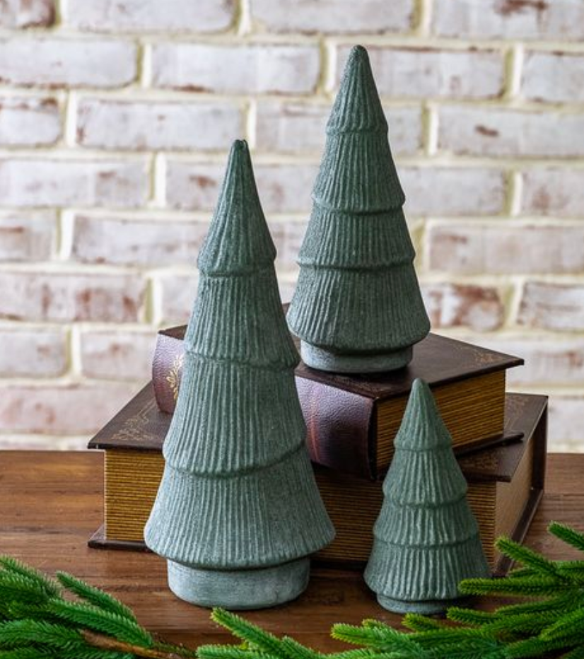 Short Green Holiday Ceramic Trees