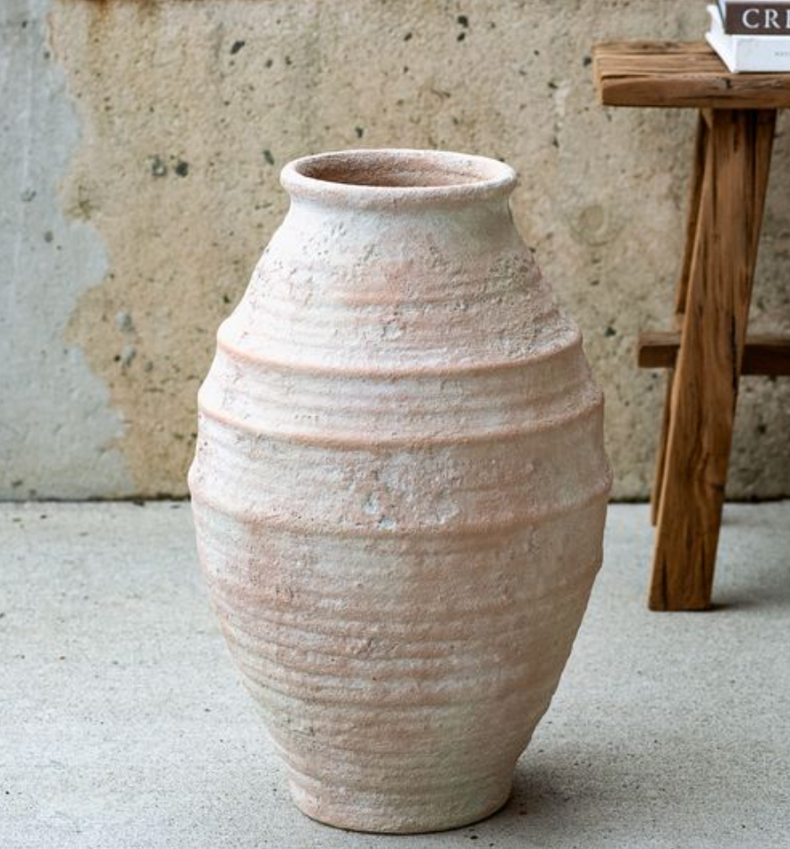 17" Antique Wash Terra Cotta Vase