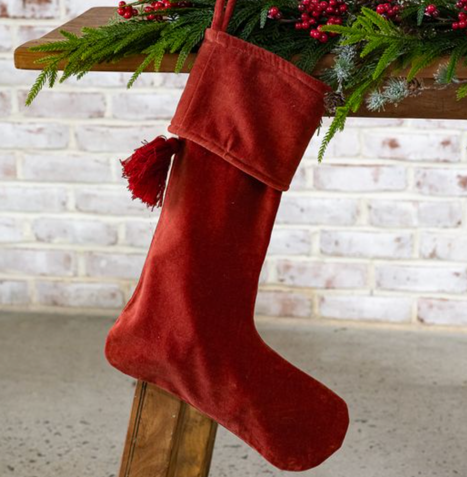 18.5"L Drk Red Velvet Stocking