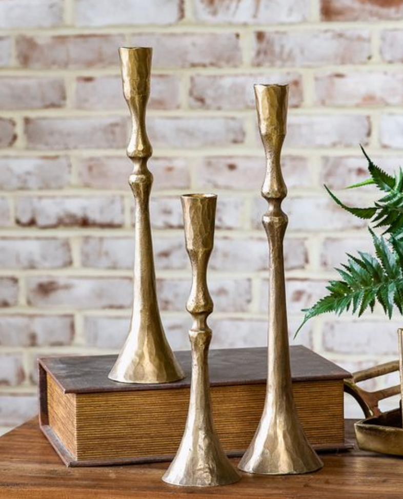 Ant. Brass Forged Taper Holders