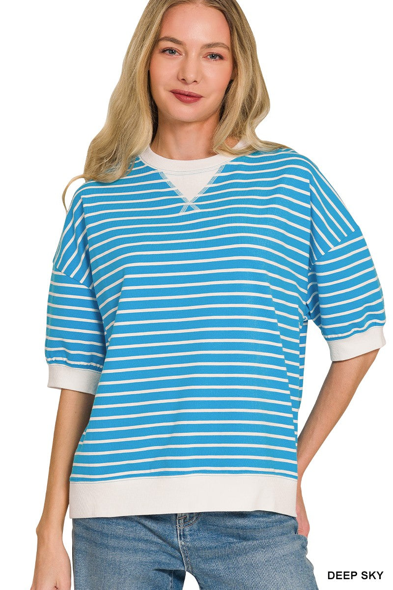 Striped Rib Banded Pullover