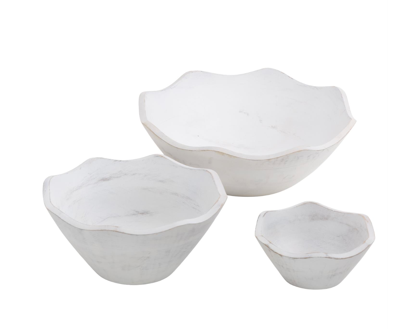 Wd Decratv Bowl Wht  12", 9", 6"w