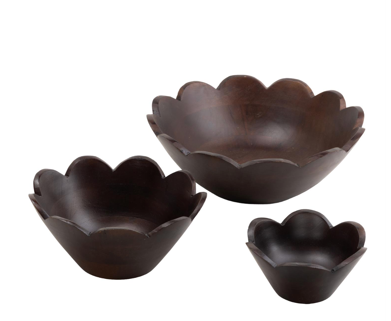 Wd Decratv Bowl Blk 12", 9", 6"w