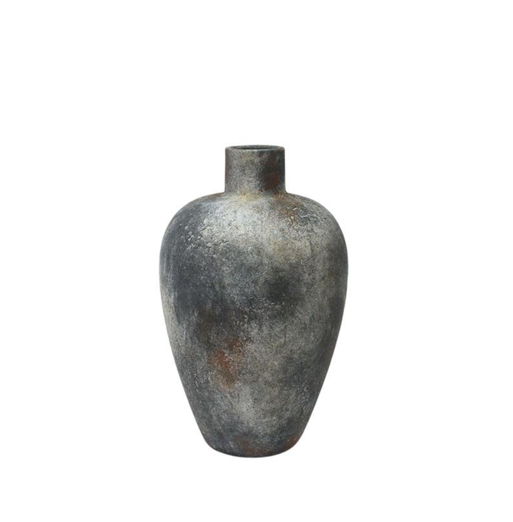 Cer Taper Vase Charcoal 7"w, 13"h