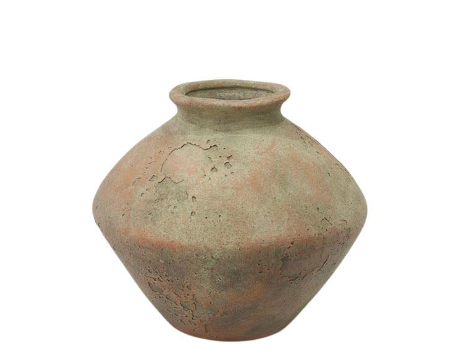 Cer Urn Vase Pink Clav 7"w, 7"h