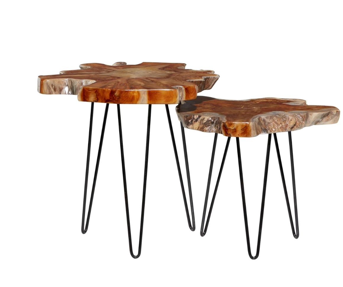 Mtl Teak Side Table 20", 23"w