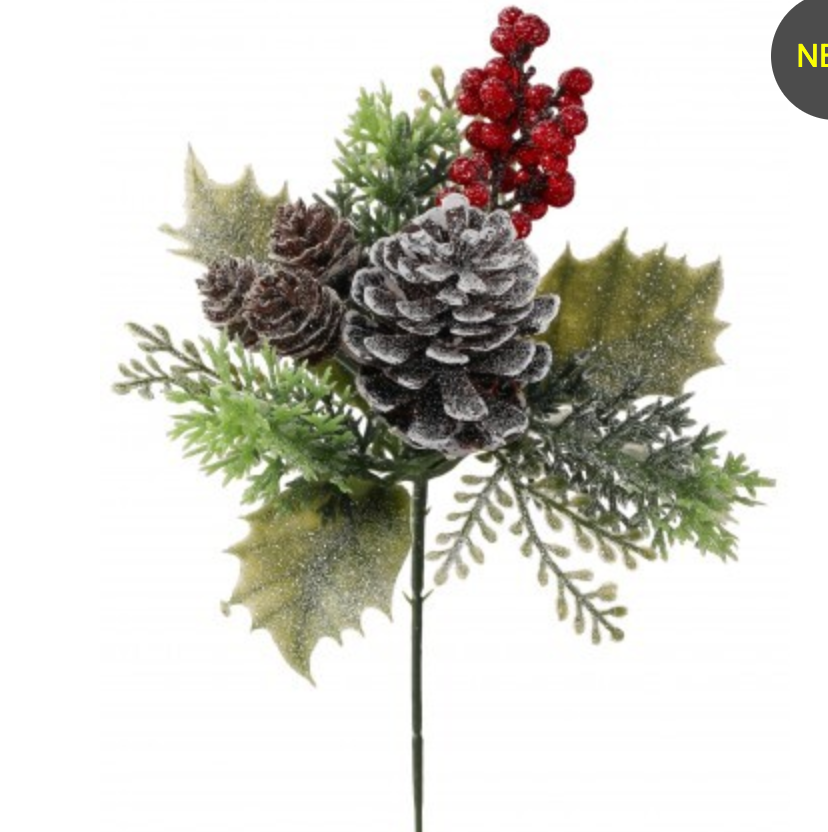 8" Frost Berry/ Mix Pl Cone/ Holly Pick
