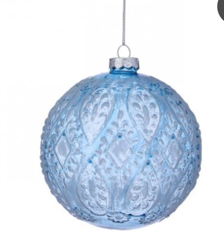 5" Beaded Gls Patterned Ball Ornament