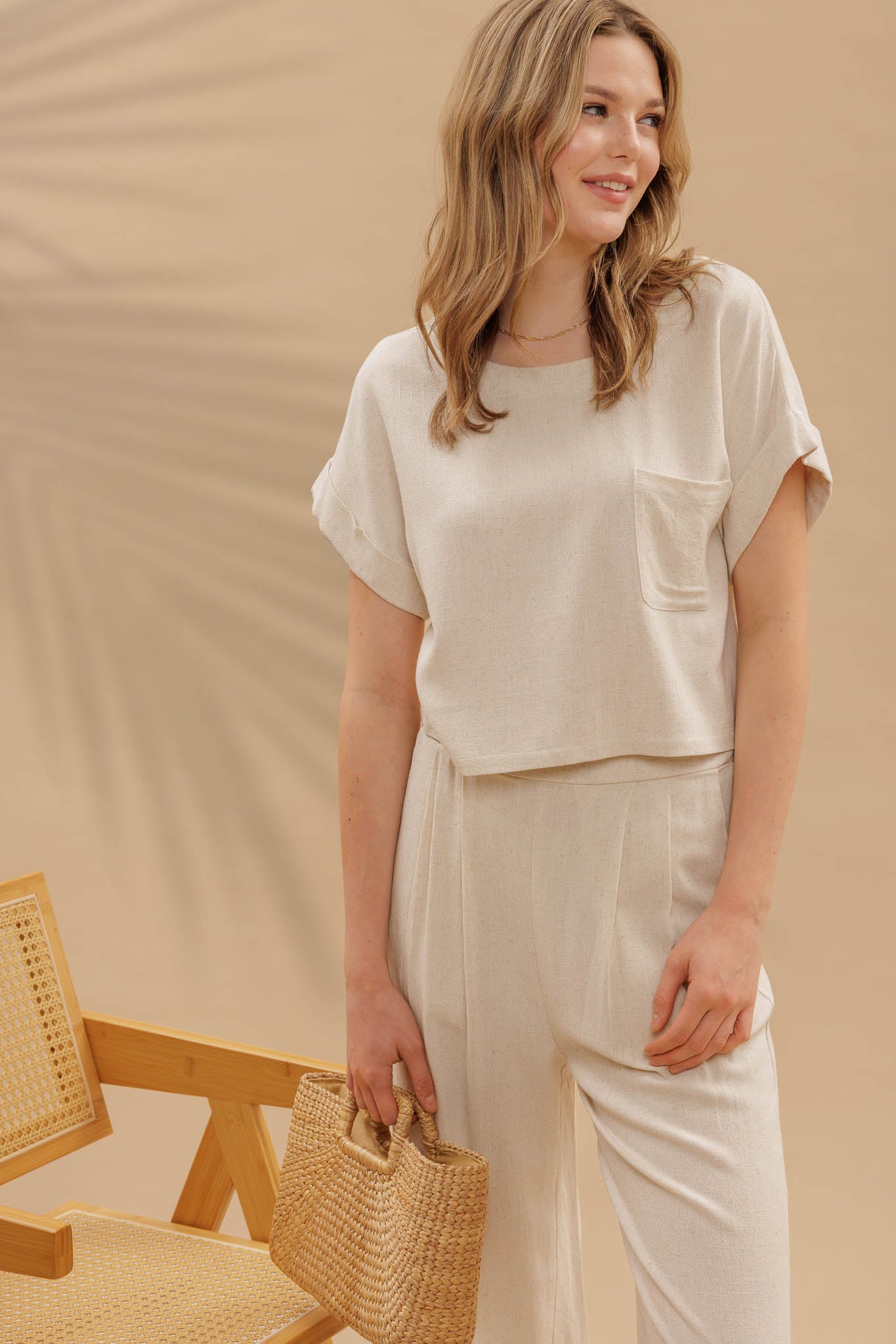 High Waist Wide Leg Pleated Linen Pants