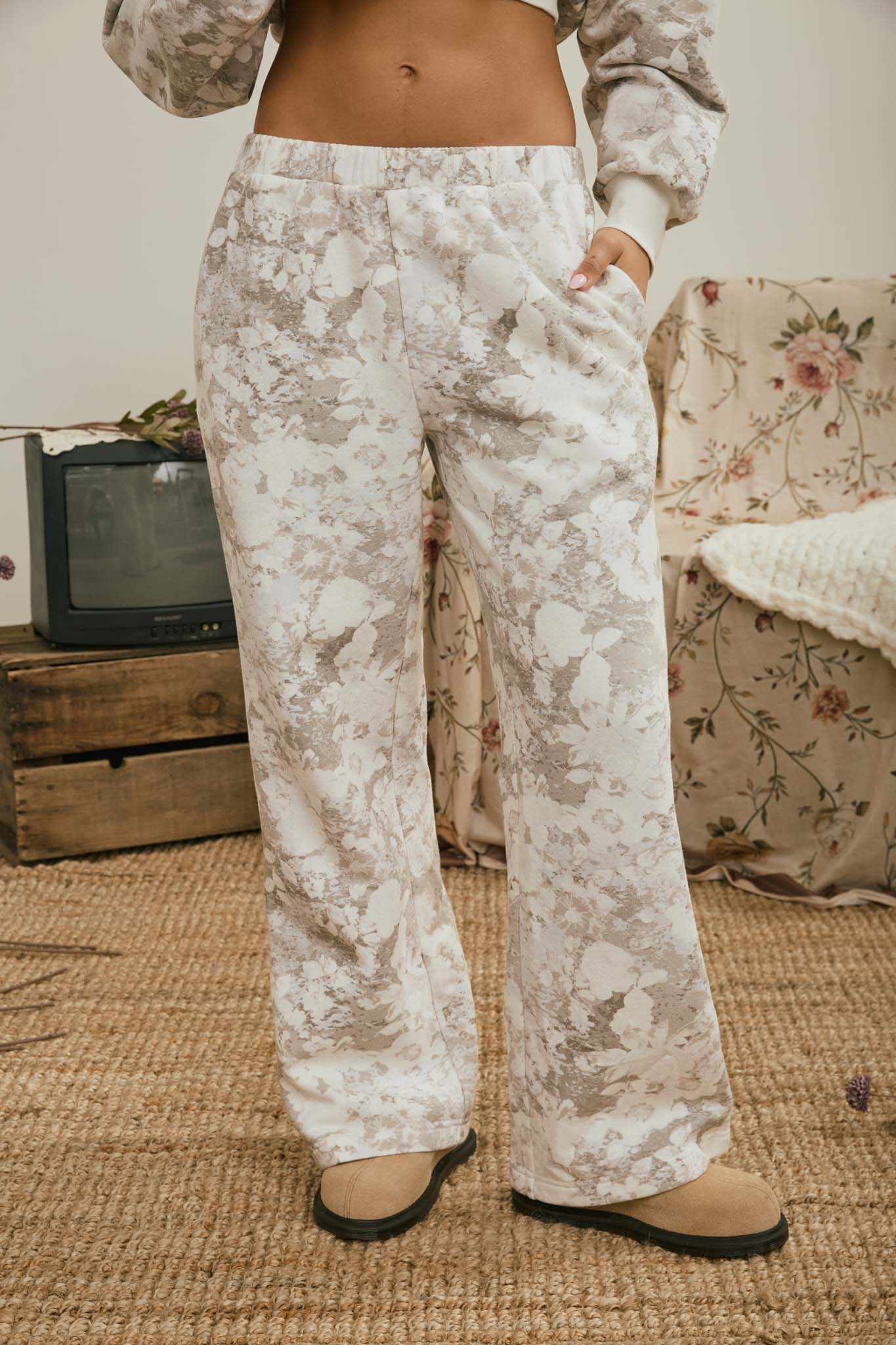 Floral Wash Wide Leg Lounge Pants