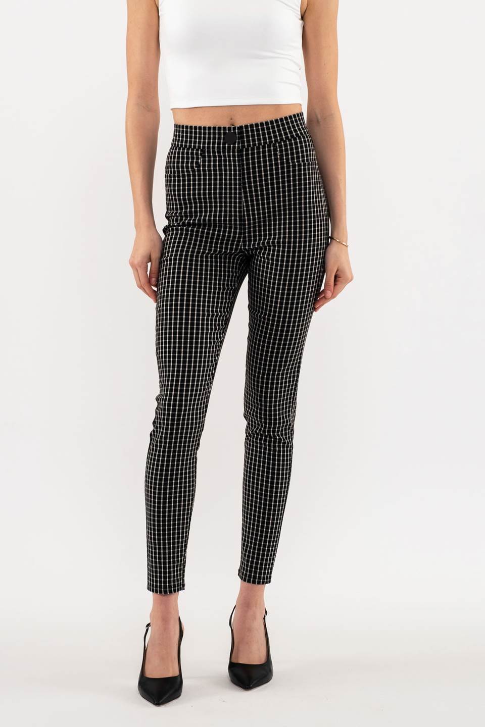 Checkered Straight Leg Pants