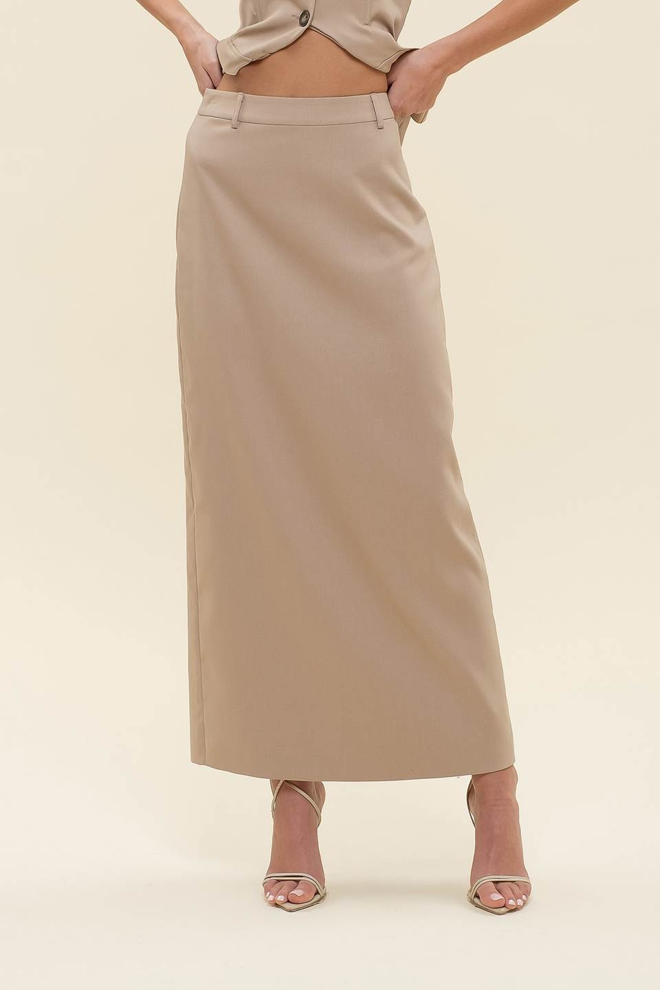 High Waist Back Slit Pencil Maxi Skirt