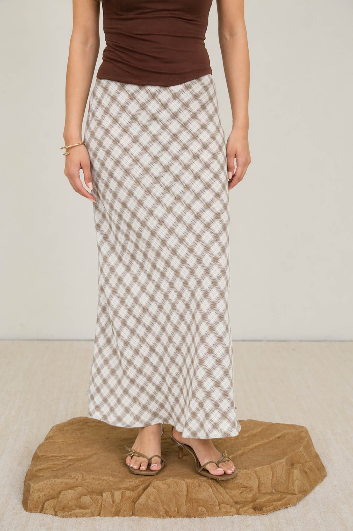 Plaid High Waist Midi Skirt