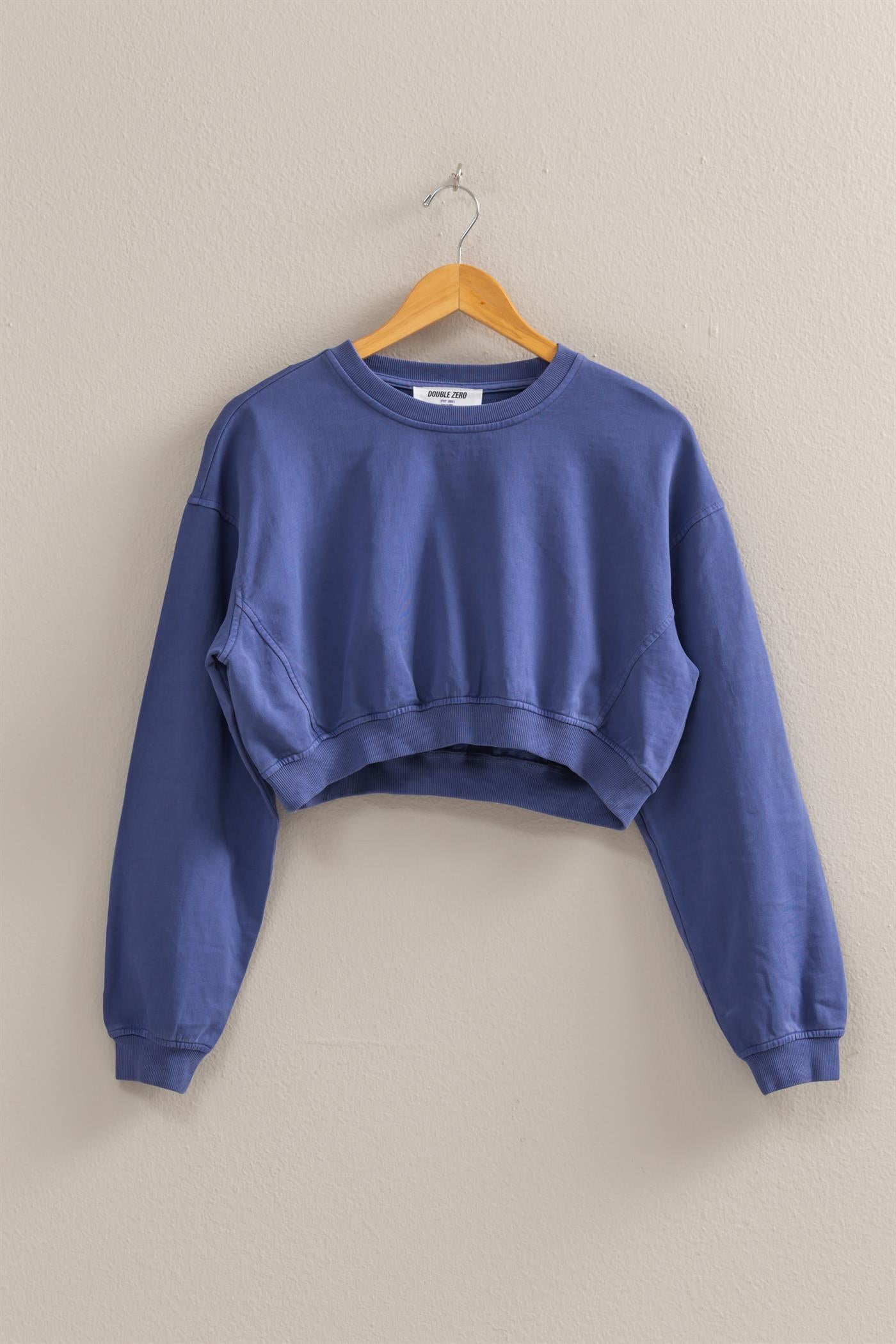 Crew Neck Long Sleeve Crop Sweatshirt