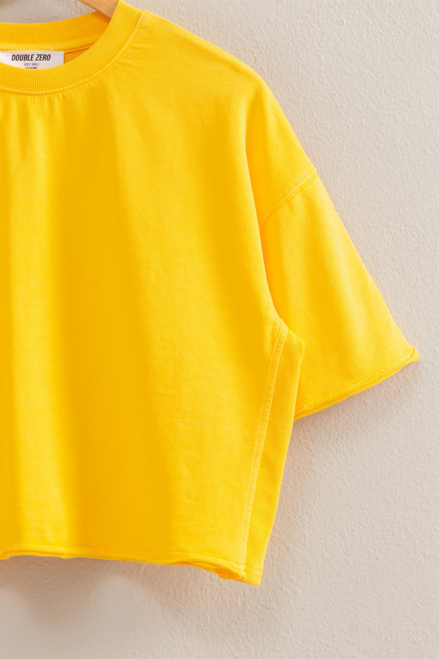 Basic Short Sleeve Boxy Cropped Tee