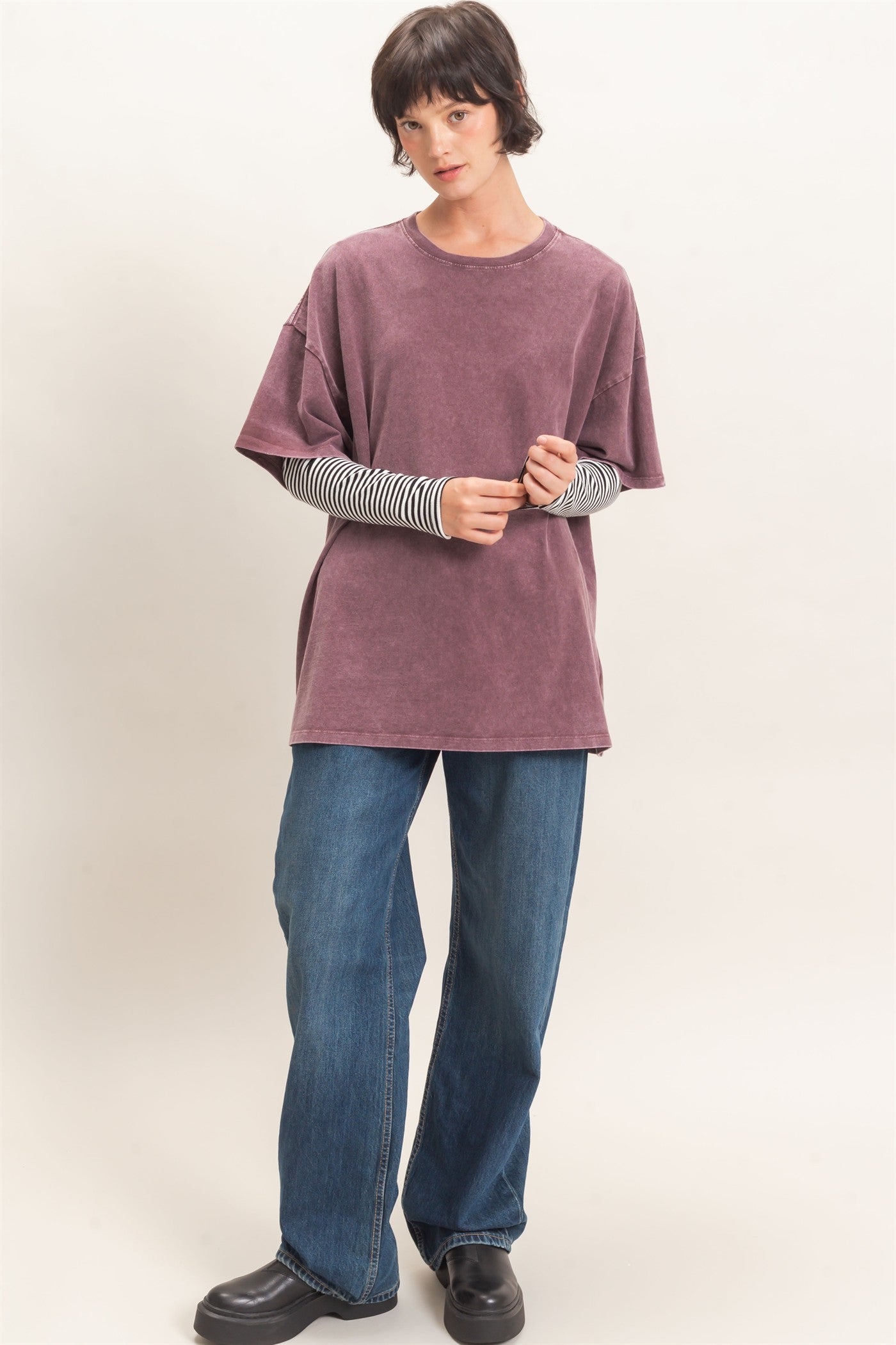 Mineral Wash Oversized Crew Neck T-Shirts