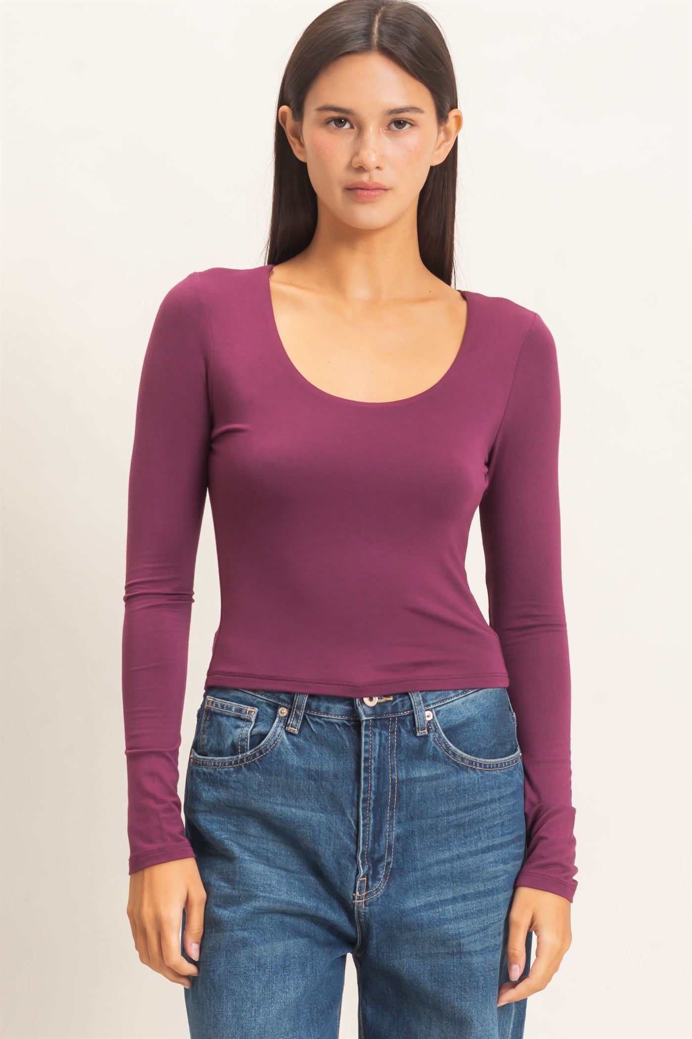 Scoop Neck Long Sleeve Top