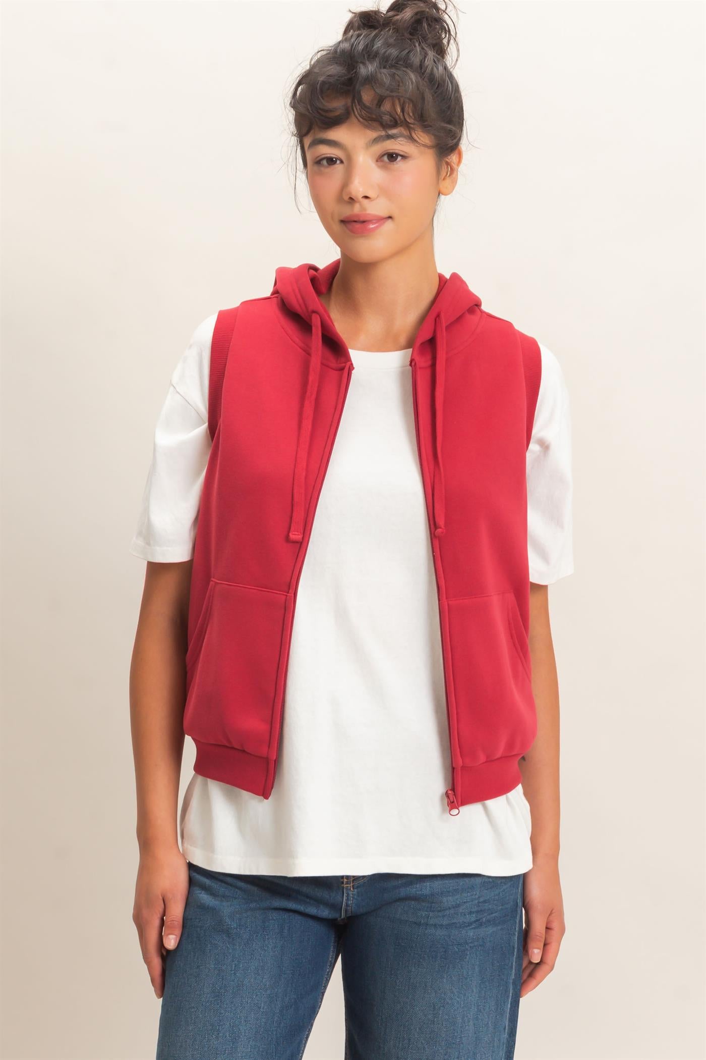 Sleeveless Zip Up Hoodie