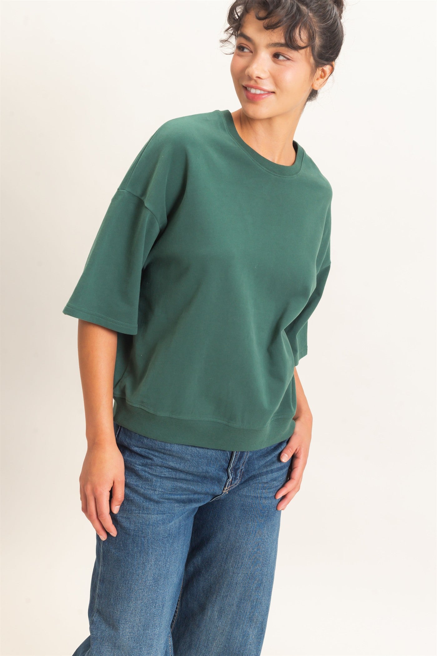 Washed Crew Neck Short Sleeve Top