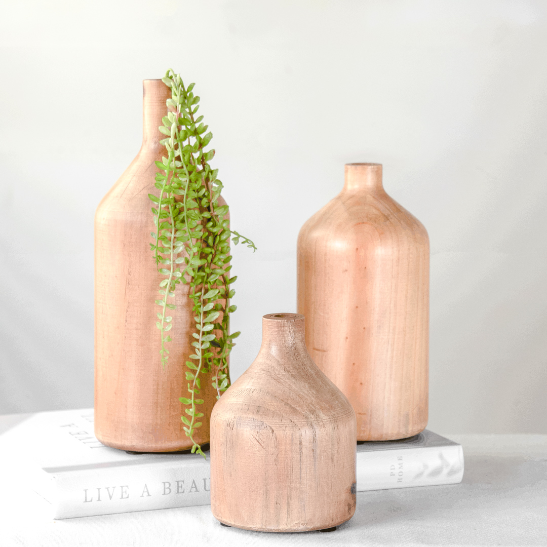 S/3 Wood Bottles