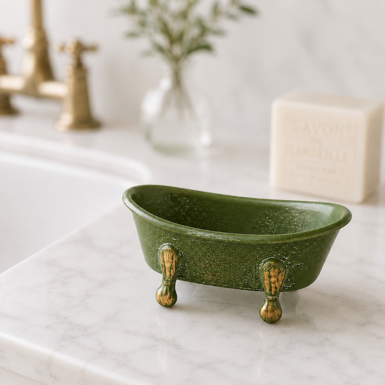 Ant. Green Bathtub Soap Dish