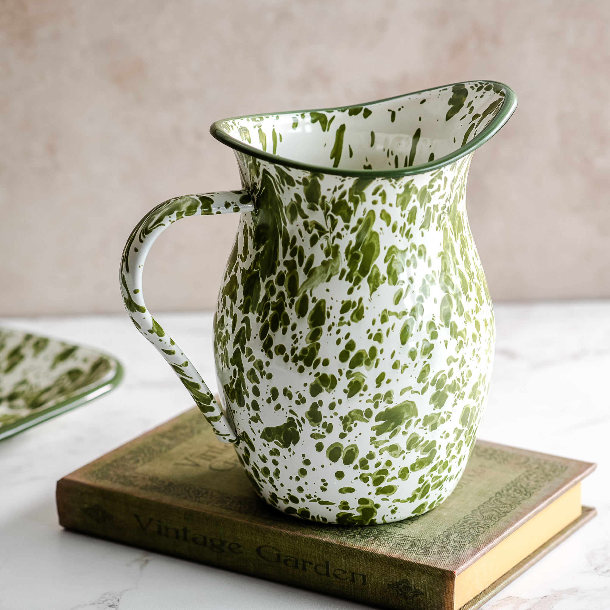 *Inner* 7.5" Enamel Green Splatter Pitcher