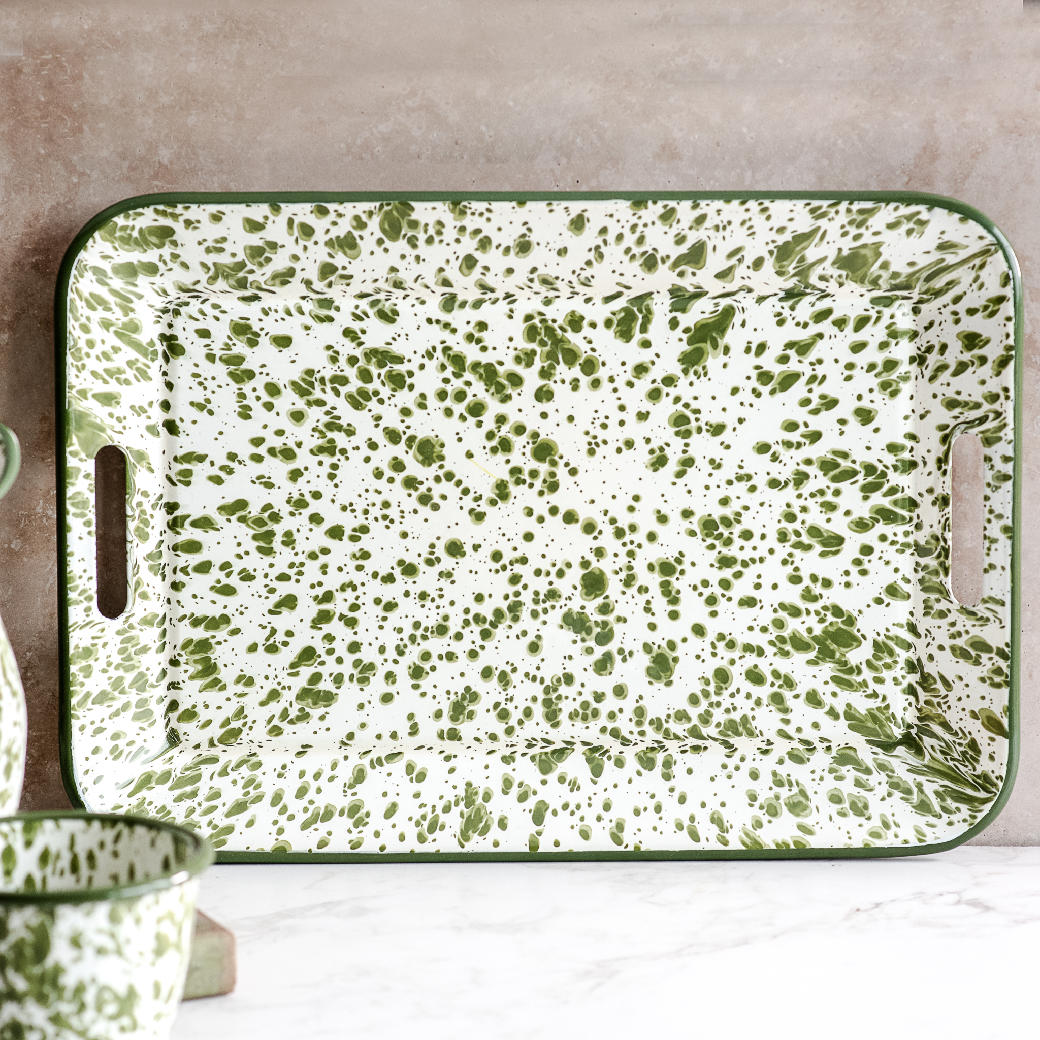 Enamel Green Splatter Tray