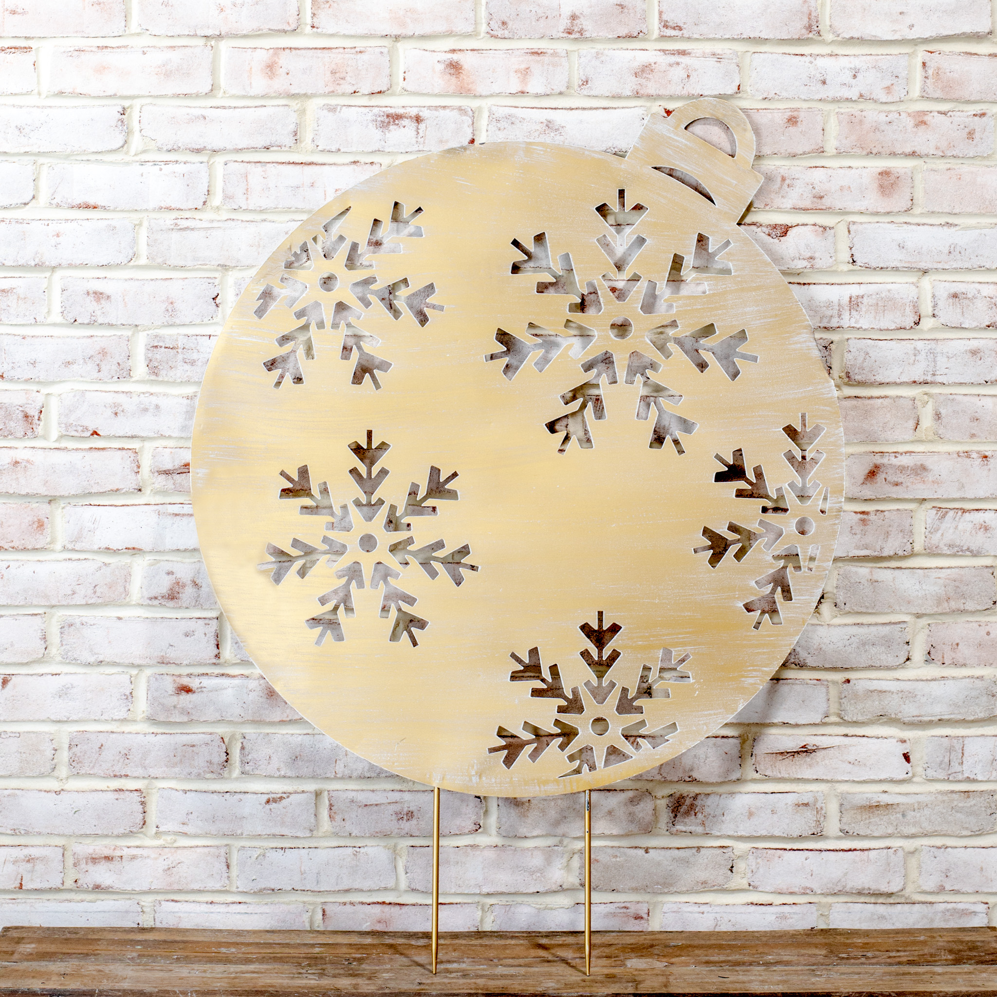 40" Brushed Gold Holiday Ball Stake