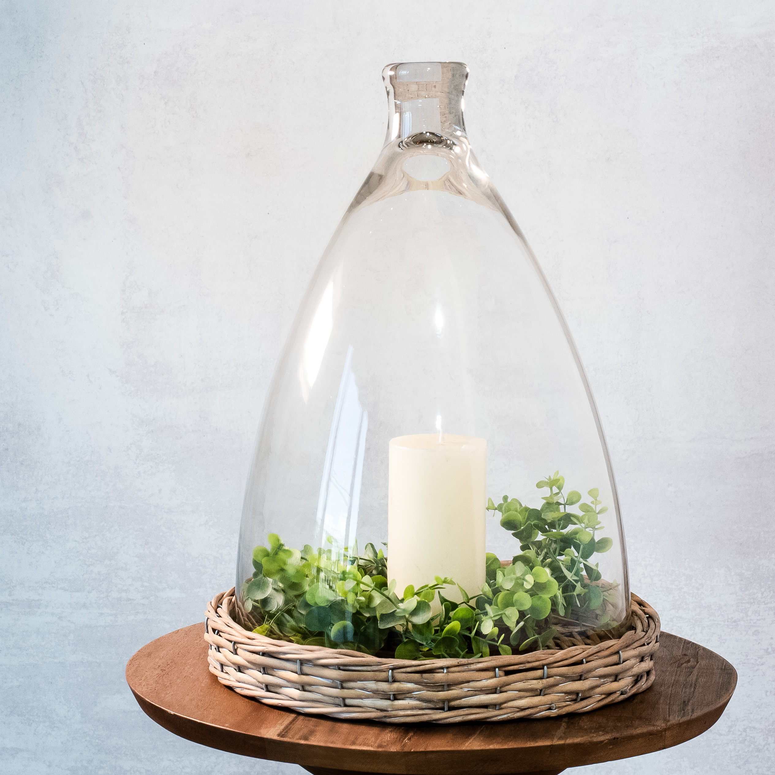 17.7" Glass Dome Willow Base