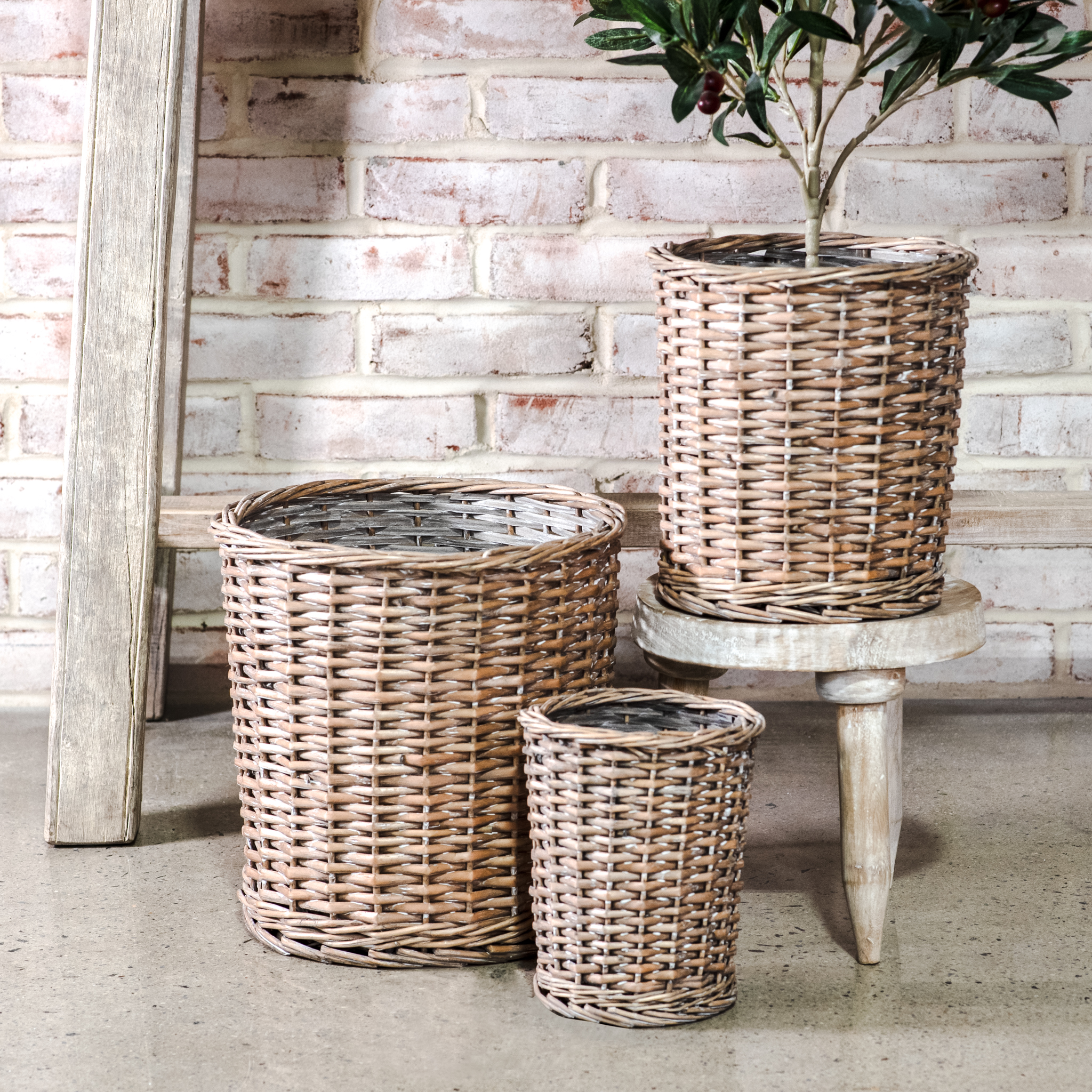 S/3 Grey Willow Baskets