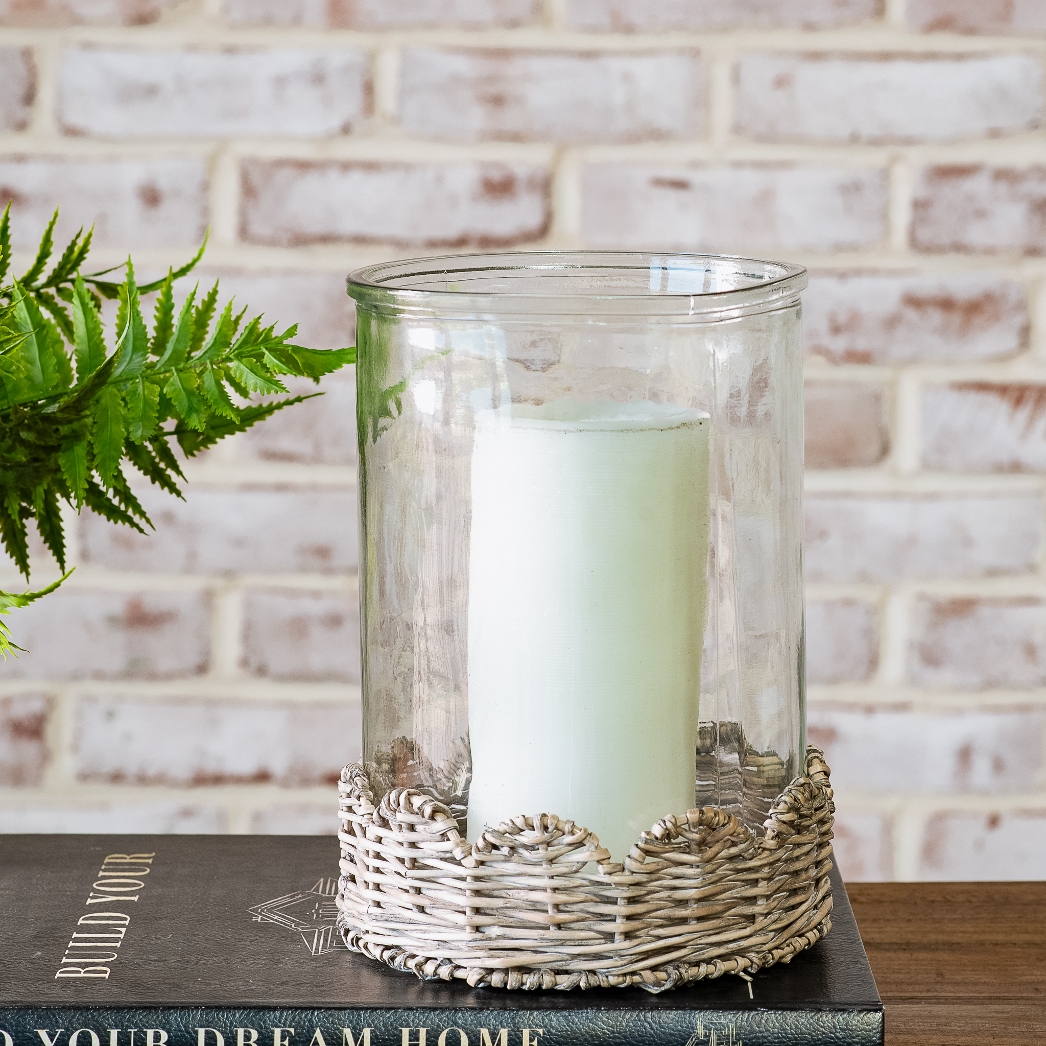 8.5" Willow Base Glass Candle Holder