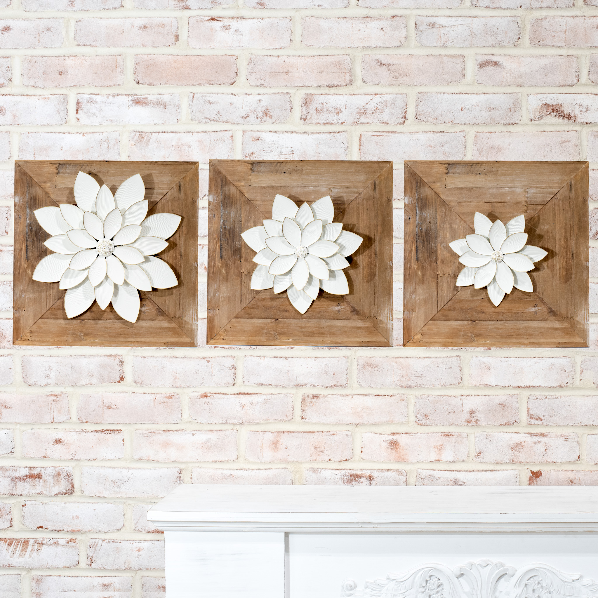 S/3 White Tin Wallflowers