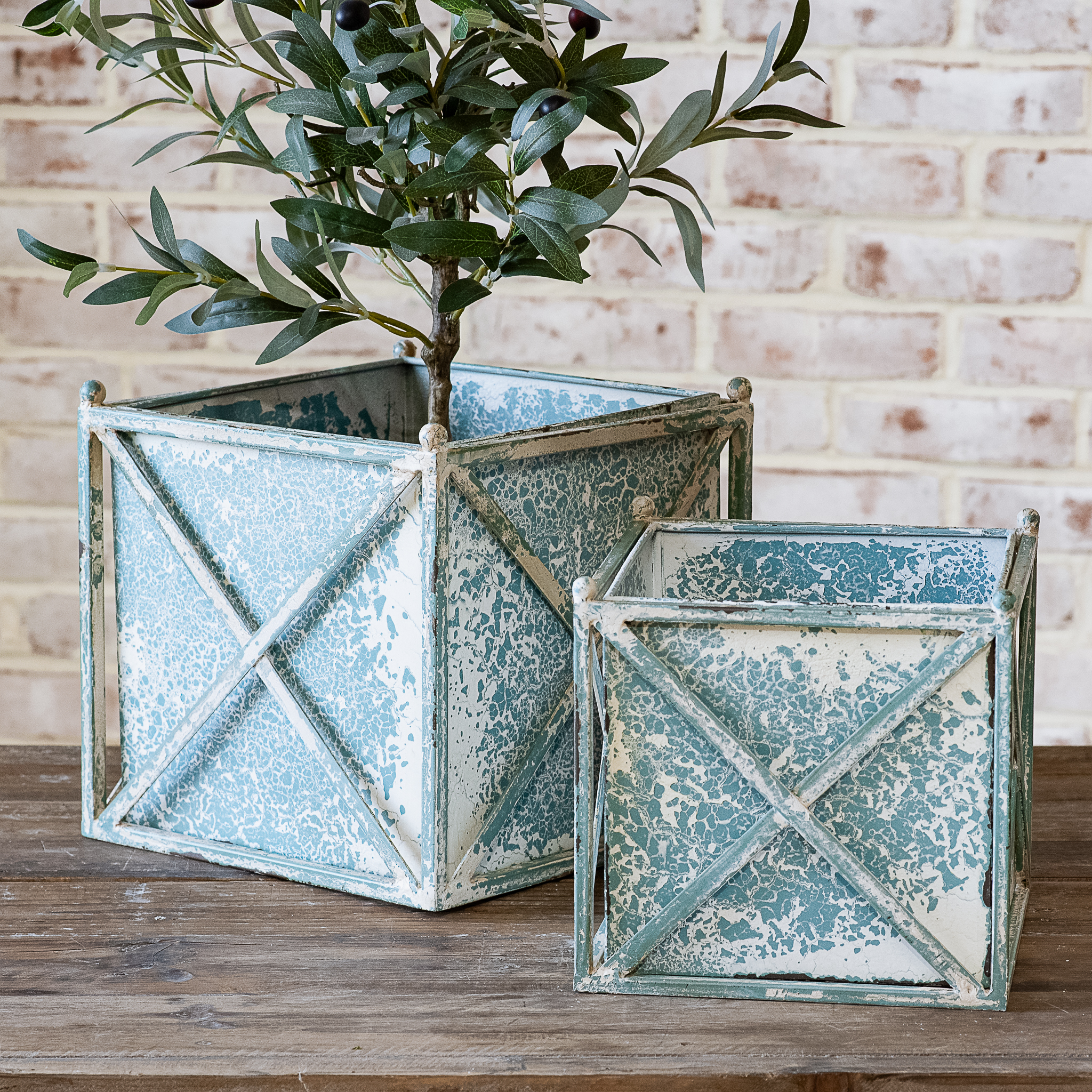 S/2 Dist. French Blue Sq. Planters