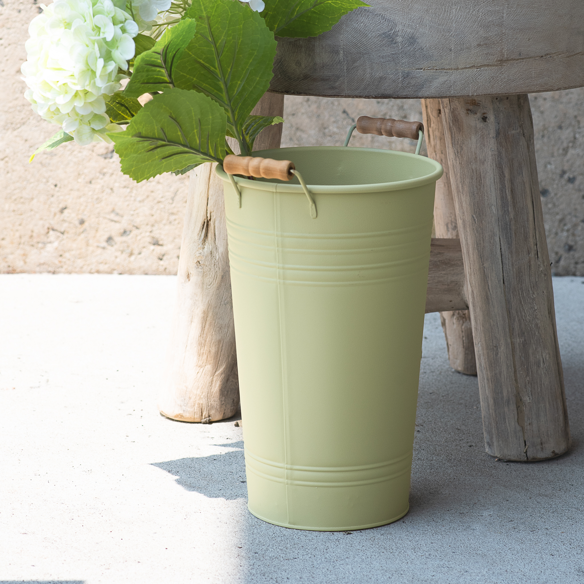 12.8" Lt. Green French Flower Bucket
