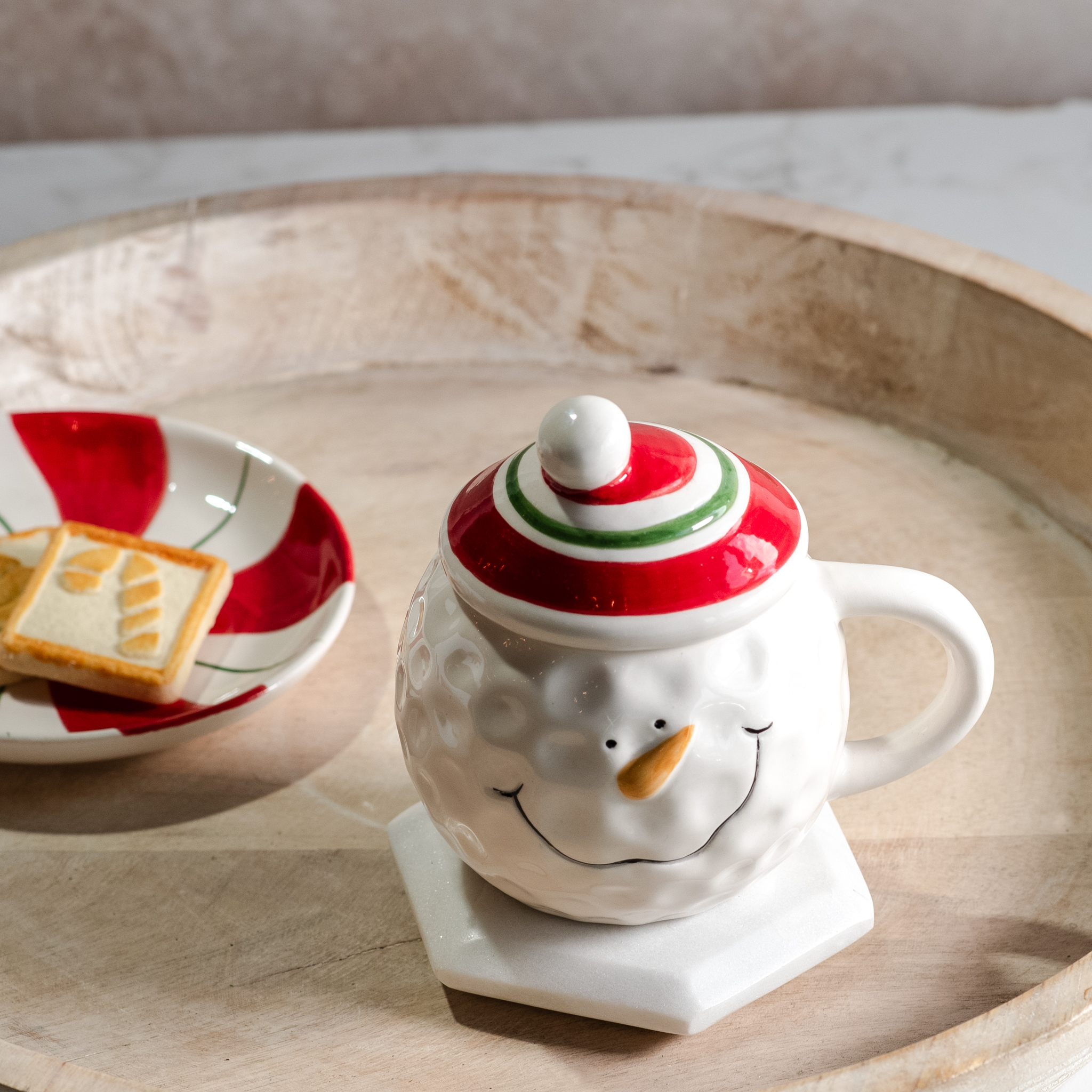 *Inner* 4.5" Snowman Dolomite Mug W/Lid